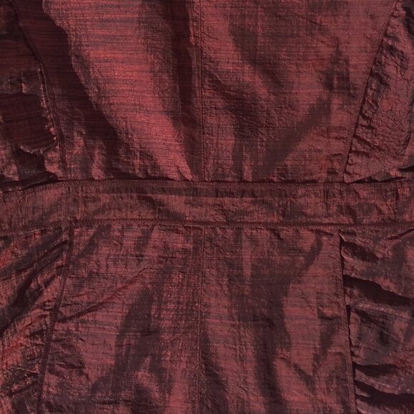 Mario Serrani Tie-Waist Metallic Wine Red Ruched Blazer Jacket - Size 10 - Picture 11 of 11